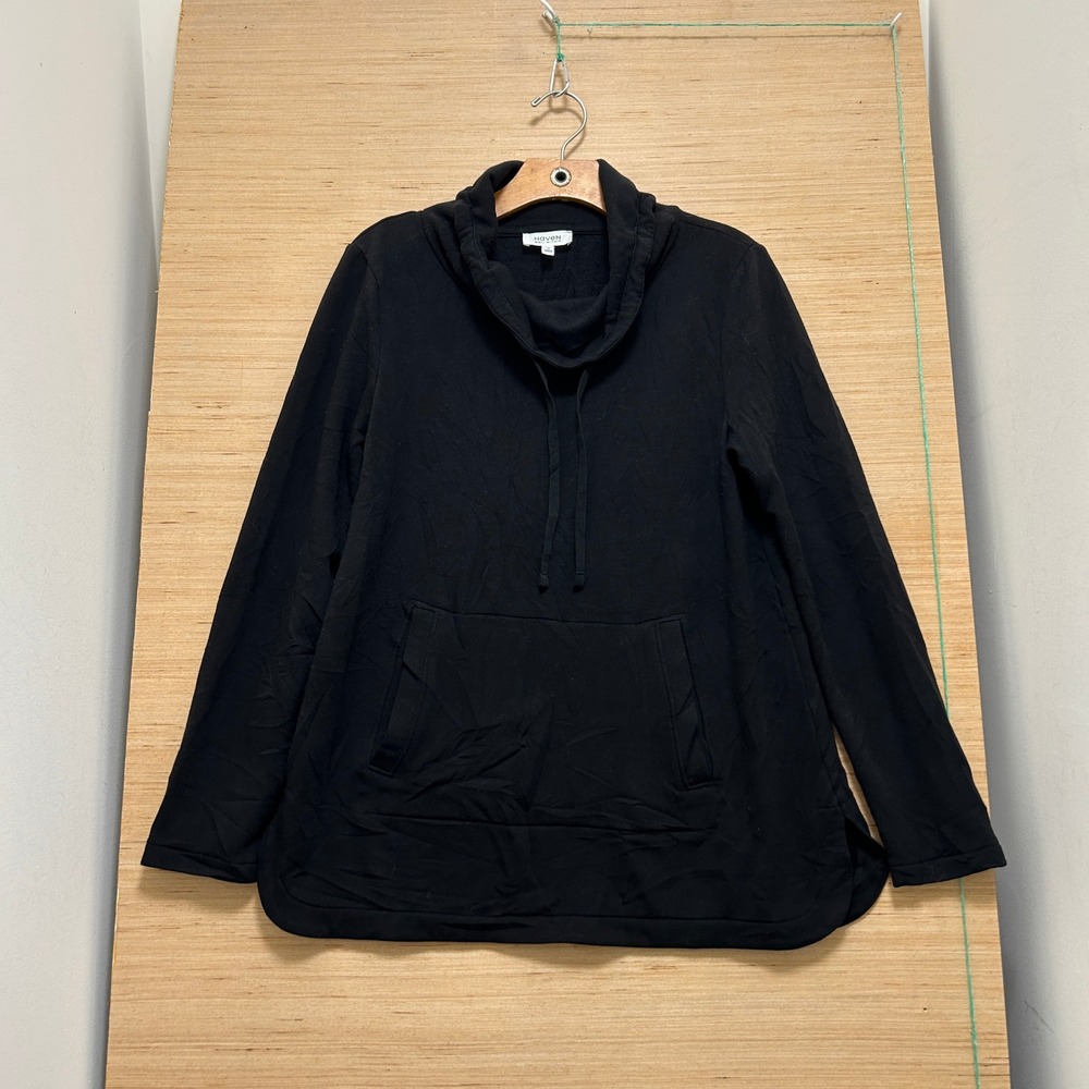 Haven‎ Well Within Womens Funnel Neck Sweatshirt Black Fleece Pullover Size M